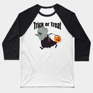 Trick or Treat Funny Female Goblin Girl Unique Halloween Baseball T-Shirt